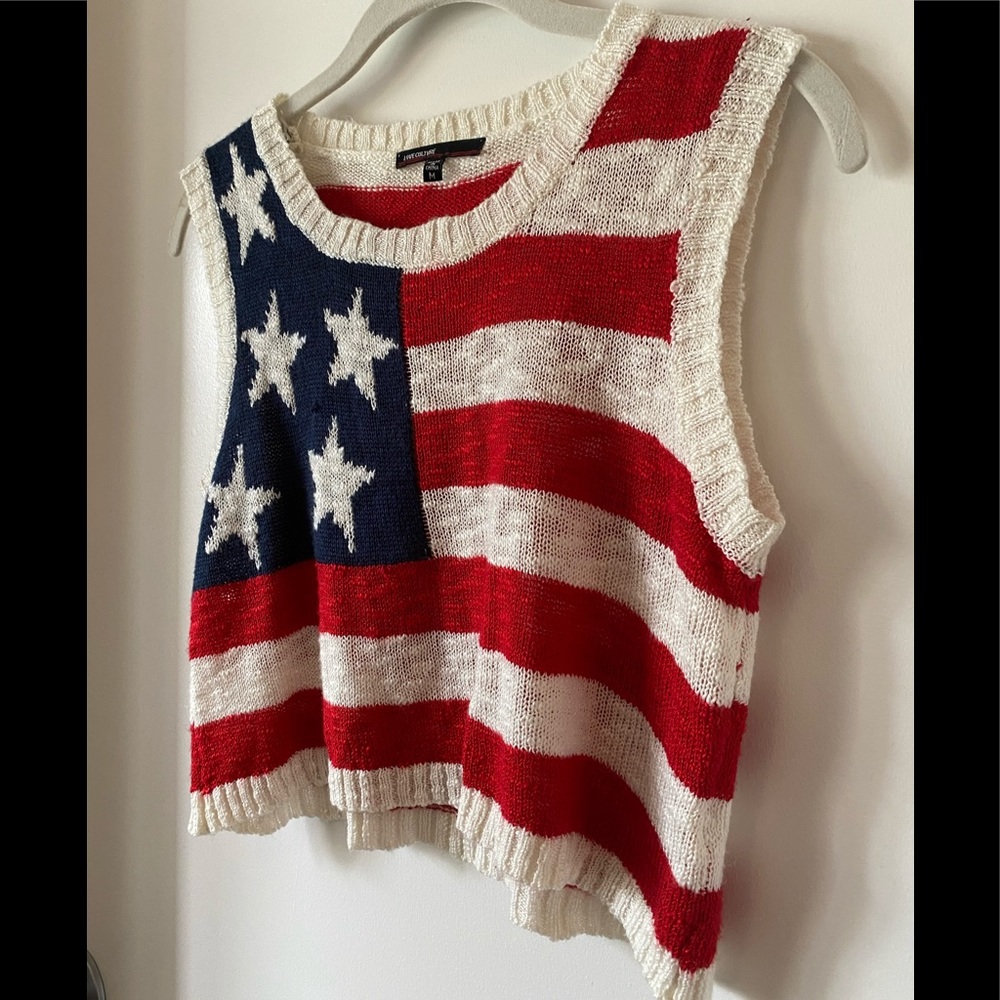 🇺🇸 4th OF JULY - Knitted American Flag Crop Top